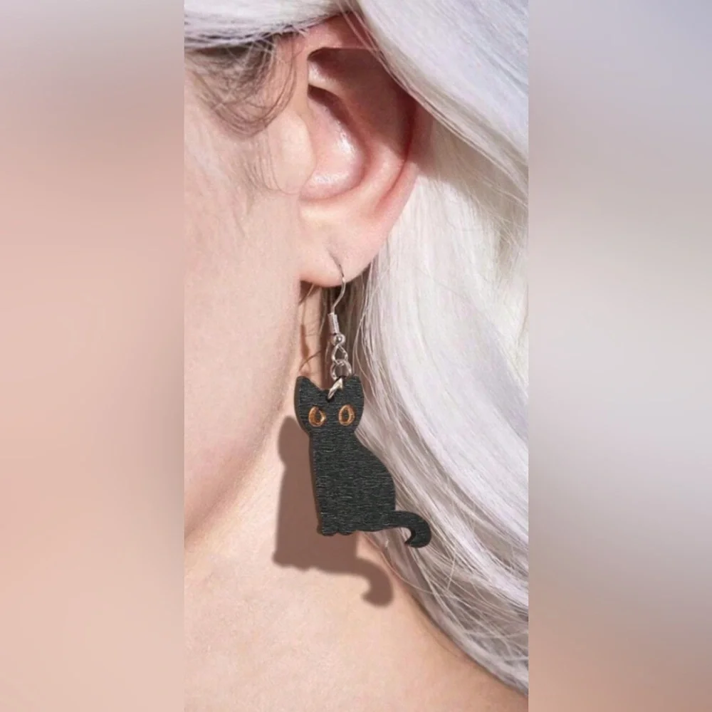 🐈‍⬛ BLACK CAT EARRINGS FOR HALLOWEEN OR BLACK CAT 🐈‍⬛ LOVERS❗️